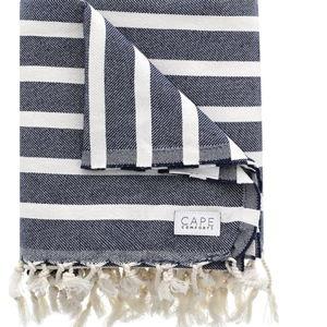 Large Turkish Beach Towel, Striped Navy & Natural - 37'' x 67'' - Super Soft & Lightweight - Quick Dry Sand Free Travel Towels for Beach or Bath - Gifts