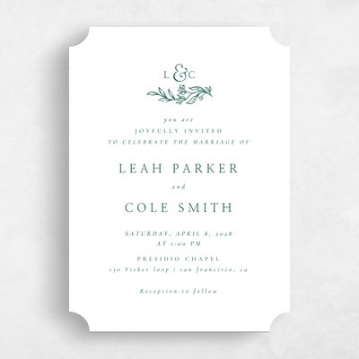 White Ticket Wedding Invitation - Fiora Classic