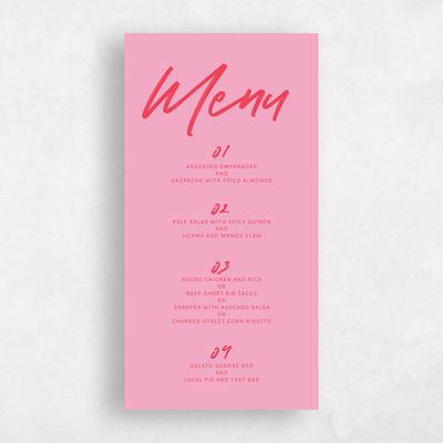 Flamingo, Pink Wedding Menu - Bahama