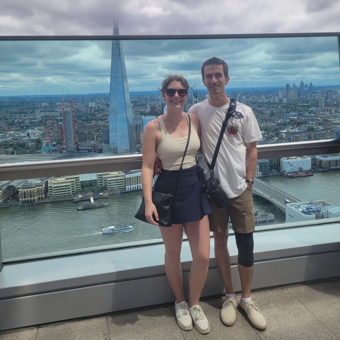 In London at the Sky Garden overlooking the city.