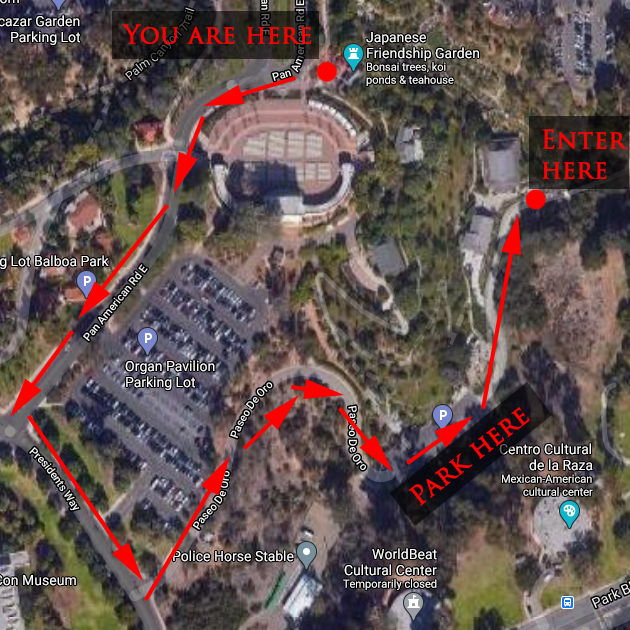 Here's a birds-eye view of the entrance to the Lower Gardens.