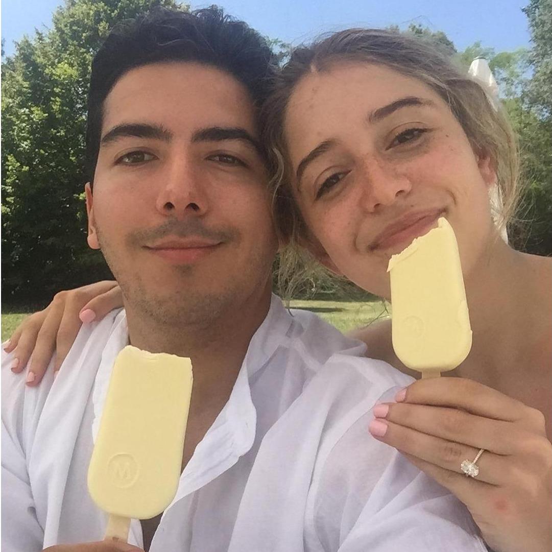 Celebrating our engagement the best way we know how... (with ice cream). Joe finally able to relax after an eventful but wonderful proposal!
