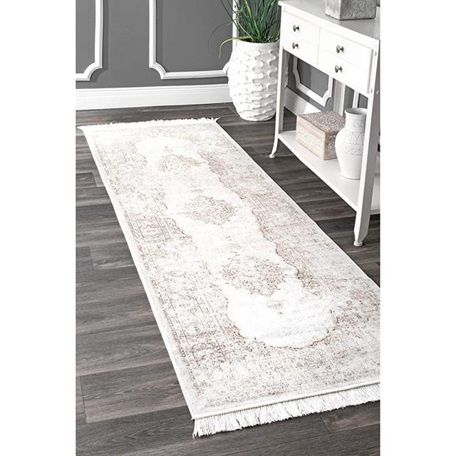 nuLOOM Cantrell Vintage Medallion Runner Rug, 2' 8" x 8', Ivory