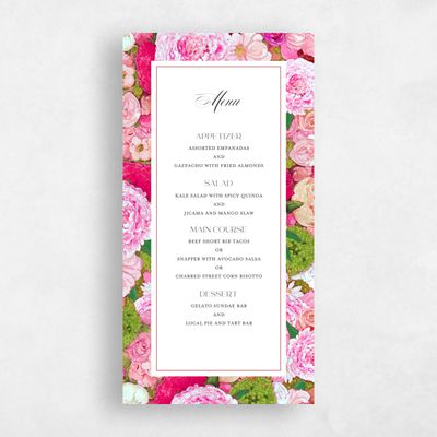 Pink Wedding Menu - Horto