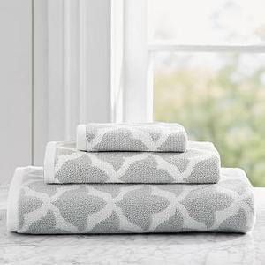 Bath Towels - Marlo Jacquard Organic Cotton, Gray Mist