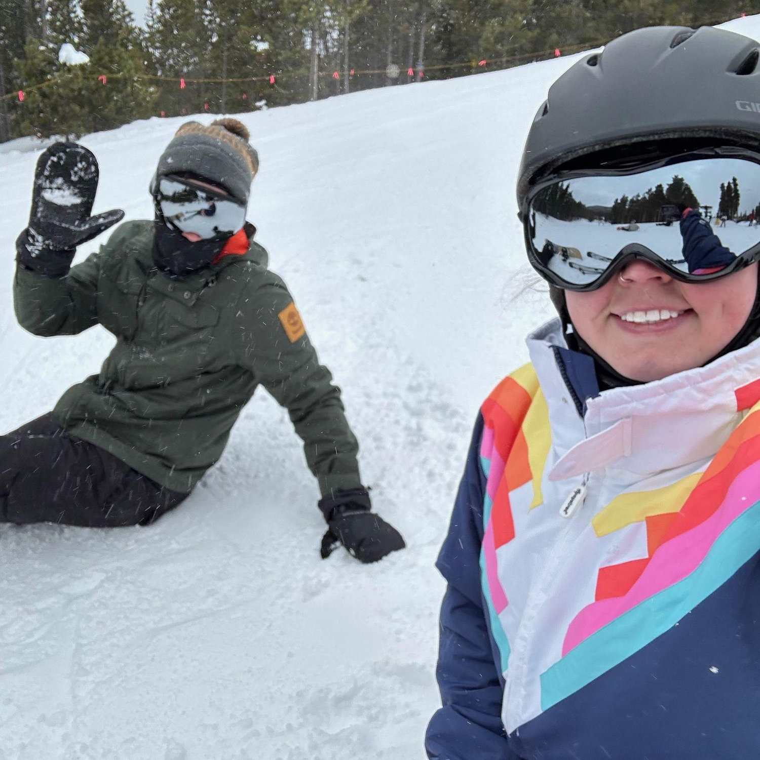 Skiing and snow boarding together!