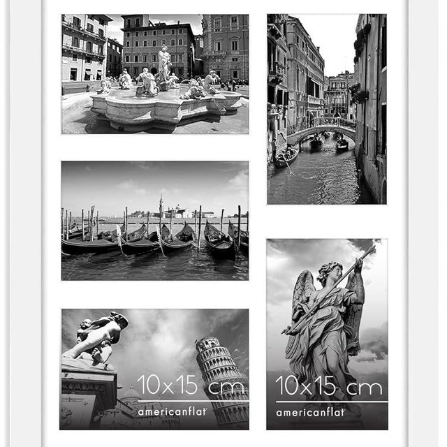 Americanflat 11x14 Collage Picture Frame in White - Displays Five 4x6 Frame Openings or Use as 11x14 Picture Frame Without Mat - Engineered Wood, Shatter Resistant Glass, and Includes Hanging Hardware
