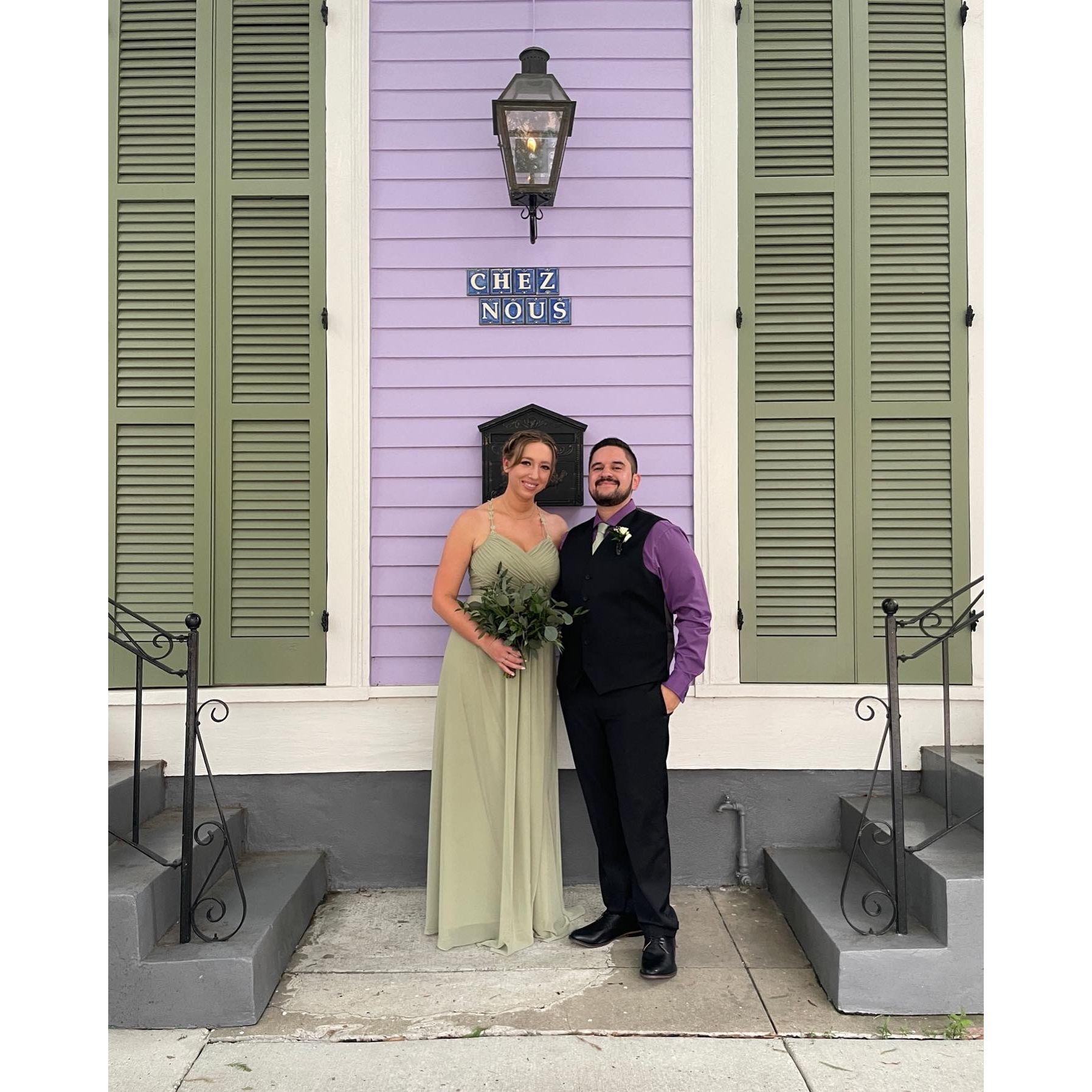Outside Chez Hous at Brittany & Tom's Wedding 5/13/22