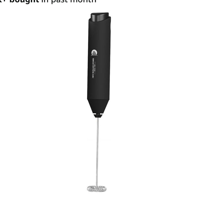 Powerful Milk Frother Wand - Mini Handheld Milk Frother with Stainless Steel Whisk - Battery-Powered Drink Mixer for Coffee, Lattes, Cappuccinos, Matcha - Coffee Enthusiasts Gift - Black