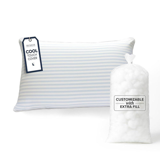Beckham Hotel Collection Summer Sanctuary King Pillow - Cooling Qmax Adjustable Down Alternative Pillow w/Extra Fill, Ideal for Side Back Stomach Sleepers