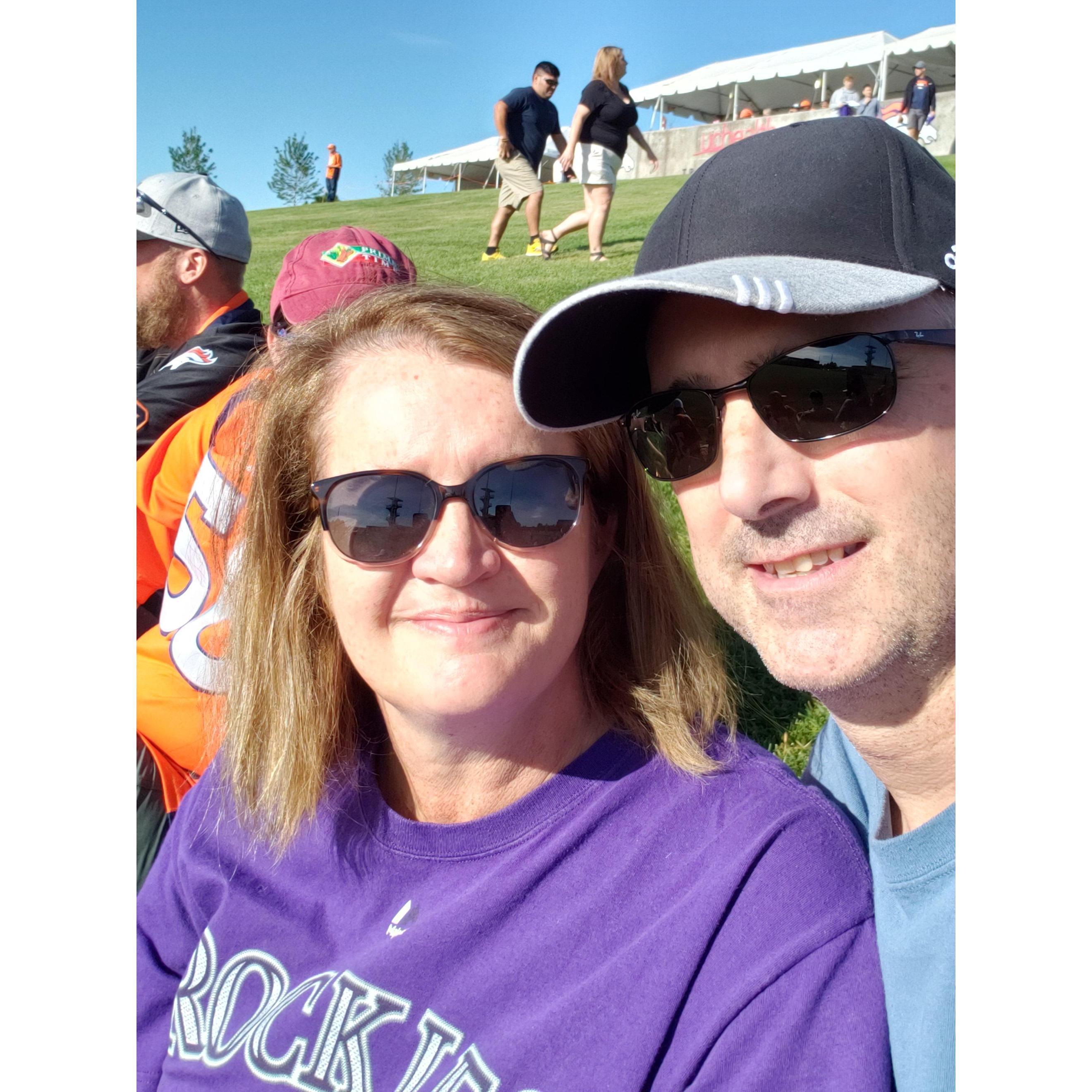 Jen's first Broncos mini camp (note to Jen, always bring sunscreen:)
