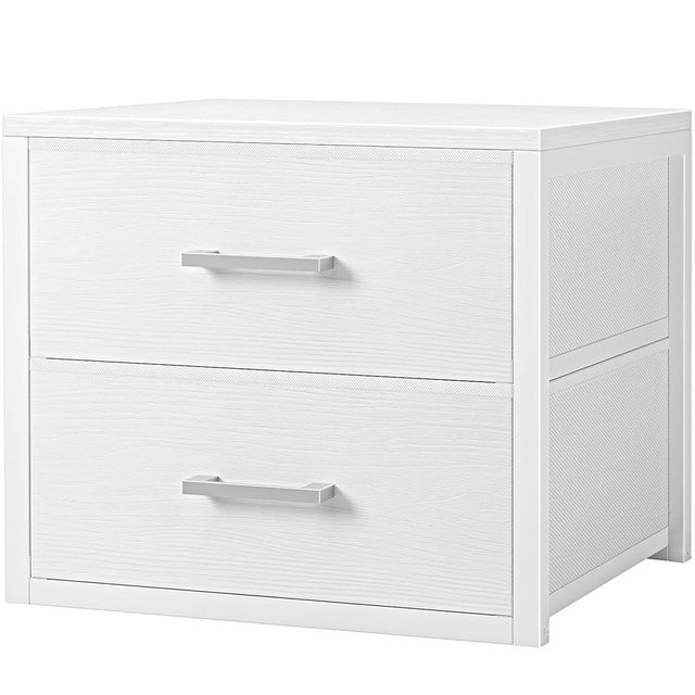 BOLUO Stackable Storage Drawers Closet Organizers and Storage Fabric White 2 Drawer Dresser for Bedroom Modern