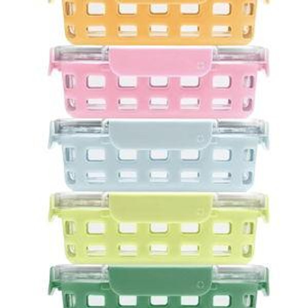 Ello Duraglass 3.4 Cup Meal Prep Sets 10Pc, 5 Pack Set- Glass Food Storage Container with Silicone Sleeve and Airtight BPA-Free Plastic Lids, Dishwasher, Microwave, and Freezer Safe, Meadow