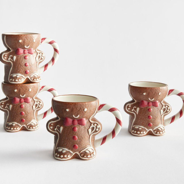 Mr. Spice Gingerbread Stoneware Mugs, Set of 4 - Brown