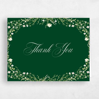 Green Non-Photo Wedding Thank You - Papillon Landscape