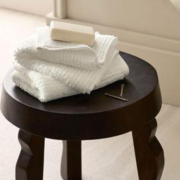 BOLL & BRANCH Turkish Ribbed Washcloth Set - Cream - 100% Organic Turkish Cotton - Soft Absorbent Luxury Spa Washcloths with Ribbed Texture - Quick Dry Bathroom Essentials Set of 2