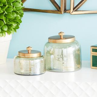 2-Piece Golden Glam Decorative Jar Set