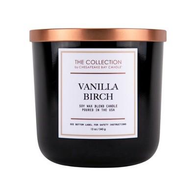 12oz Lidded Black Jar Candle Vanilla Birch - The Collection By Chesapeake Bay Candle