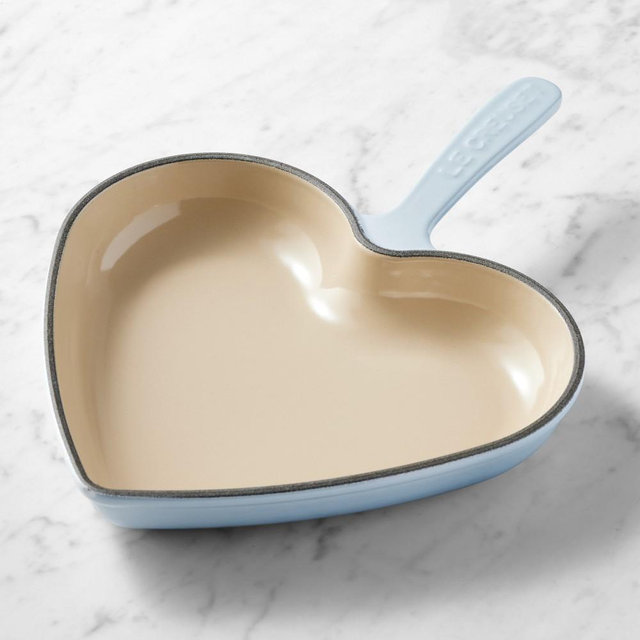 Le Creuset Enameled Cast Iron Heart Skillet Fry Pan, Coastal Blue