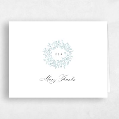 Light Teal, Blue Wedding Thank You - Elaina Landscape