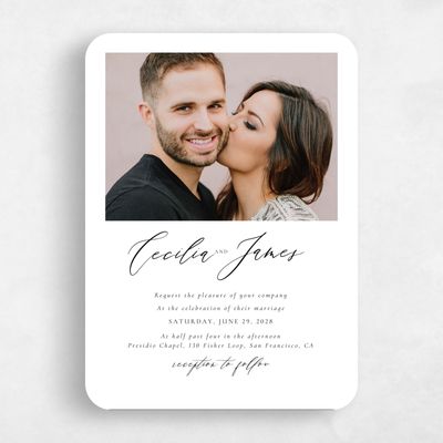 White Rounded Wedding Invitation - Seville Photo