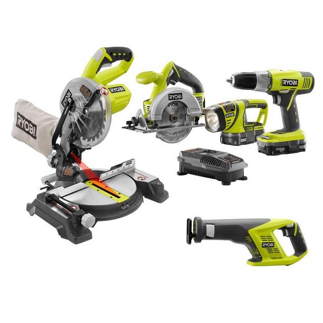 ONE+ 18-Volt Lithium-Ion Cordless Combo Kit with Miter Saw (5-Tool)