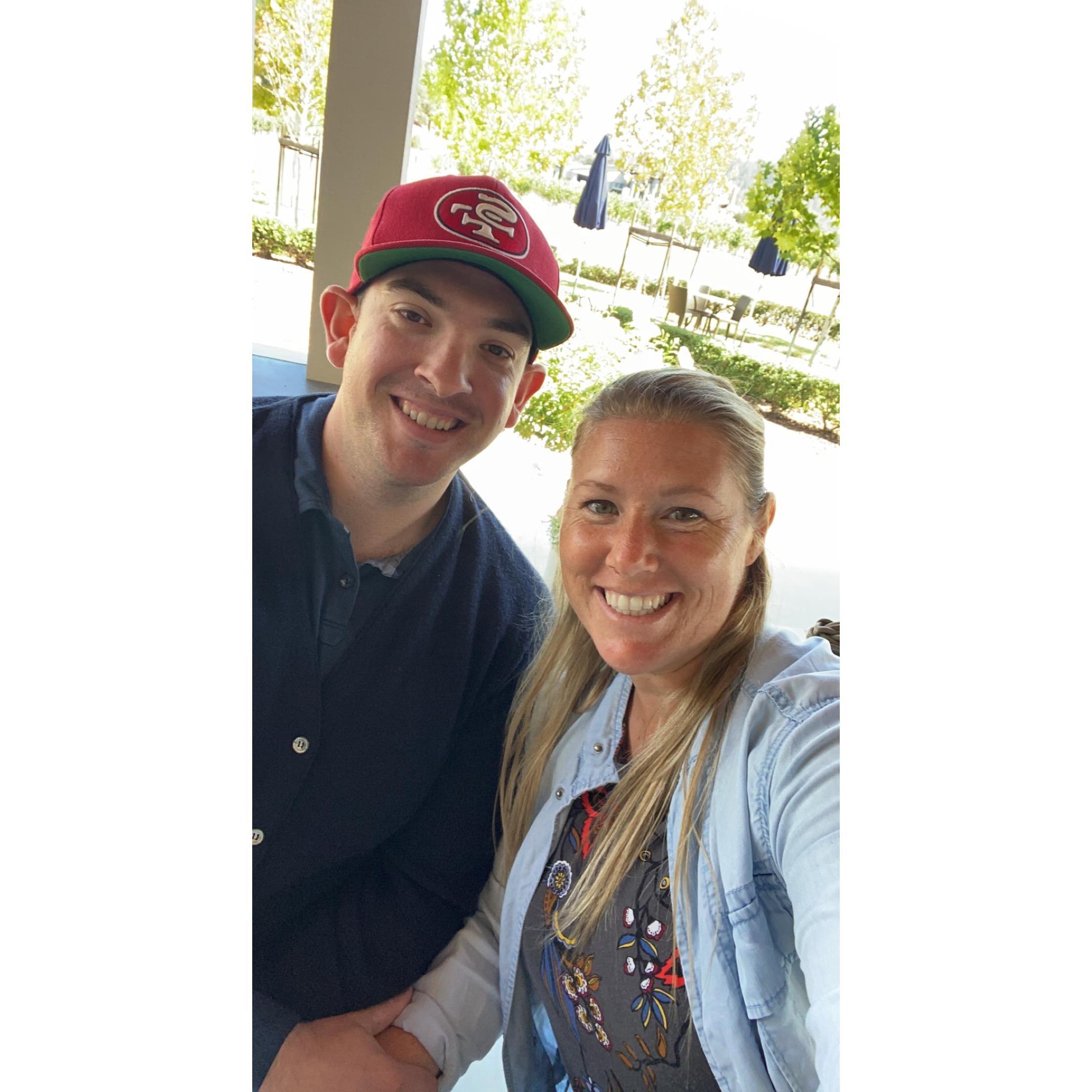 Girard Winery day date. We watched the 49ers on Lukas' phone while tasting!