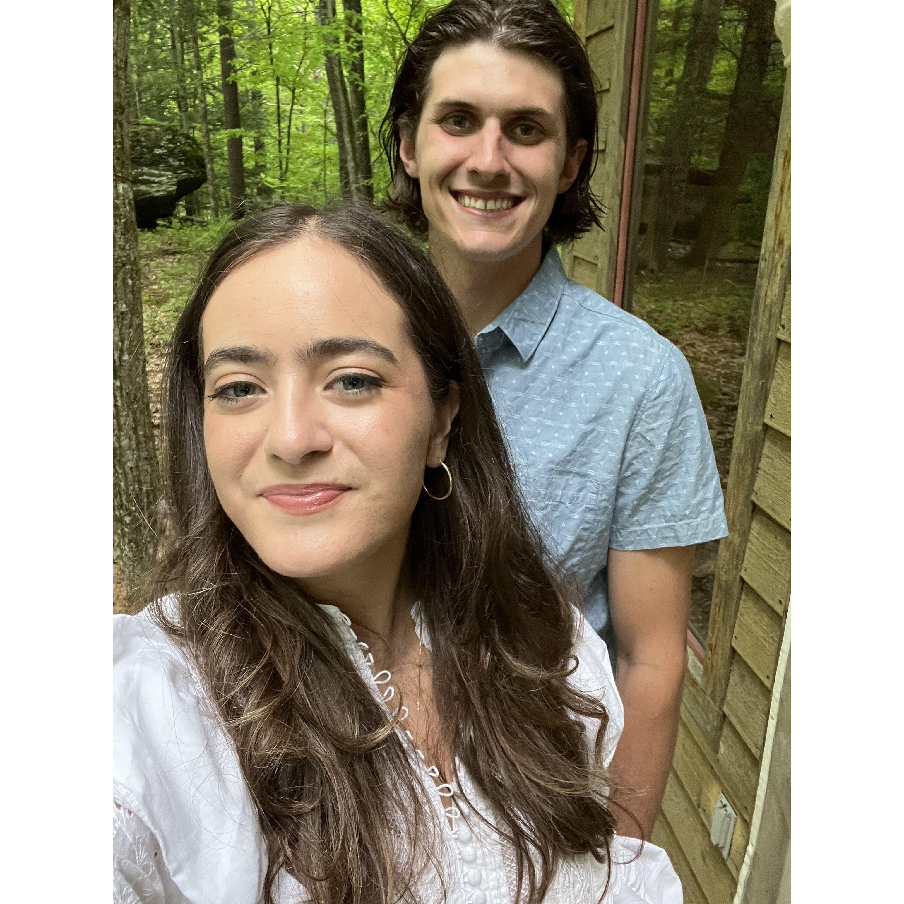 John surprised Cassidy with a trip upstate to celebrate the engagement. They stayed in a yurt and went to their favorite restaurant!