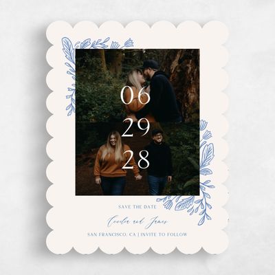 Blue Scalloped Wedding Save the Date - Caleania Photo