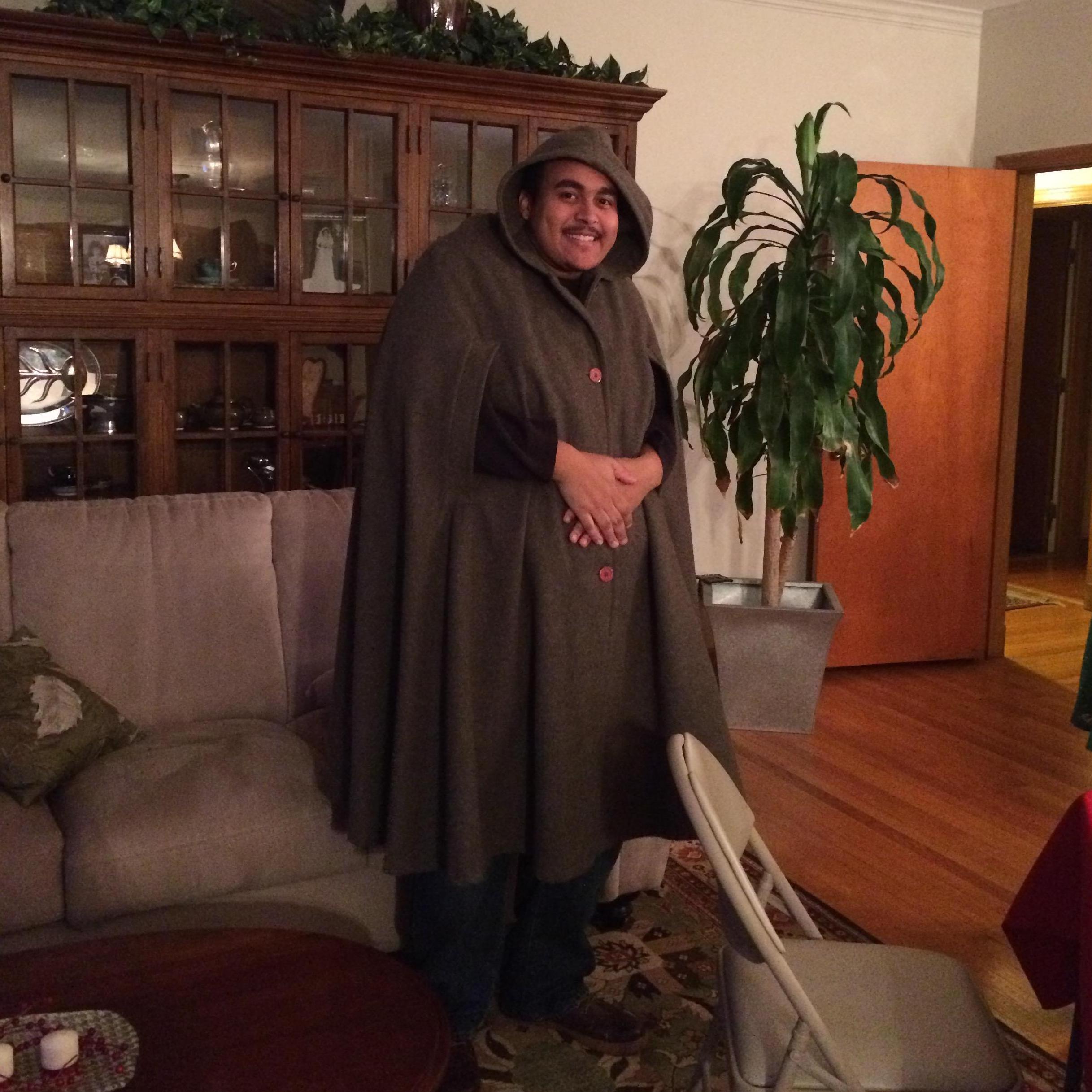 Doesn't Byron look fabulous in Elena's mom's wool cape?? #youngbilboswaggins