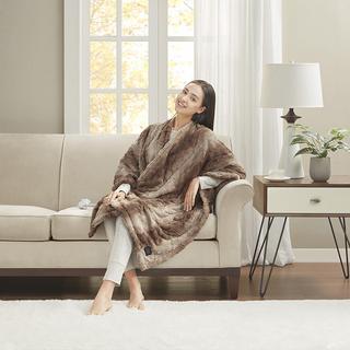 Zuri Faux Fur Heated Wrap with Built-in Controller
