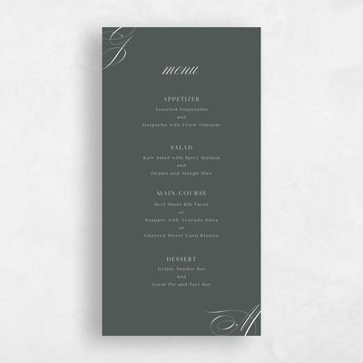 Dark Seaweed, Green Wedding Menu - Conques
