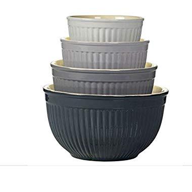 Denmark 4-Piece Ceramic Mixing Bowl Set in Grey