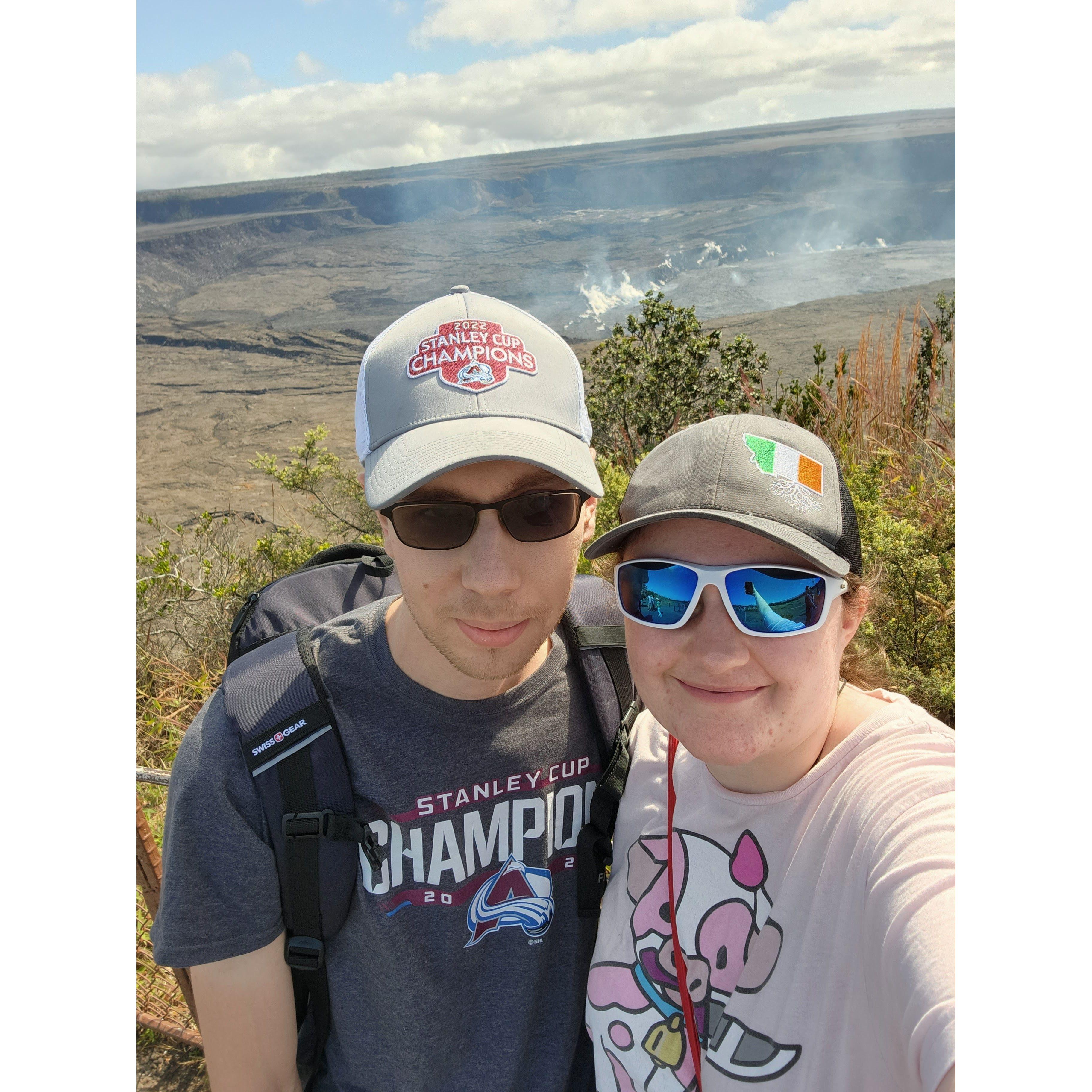 Cory and Lilly in front of Kilauea in Hawaii. Our first vacation together.