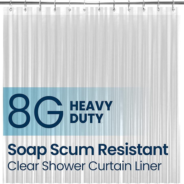 LiBa Bathroom Shower Curtain Liner - Waterproof Plastic Shower Curtain Premium PEVA Non-Toxic Shower Liner with Rust Proof Grommets Clear 8G Heavy Duty Bathroom Accessories 72x78