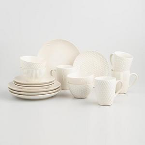 White Textured Stoneware 16 Piece Dinnerware Set