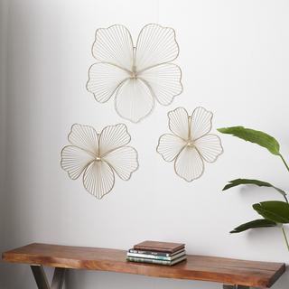 3-Piece Golden Glam Flower Wall Decor Set