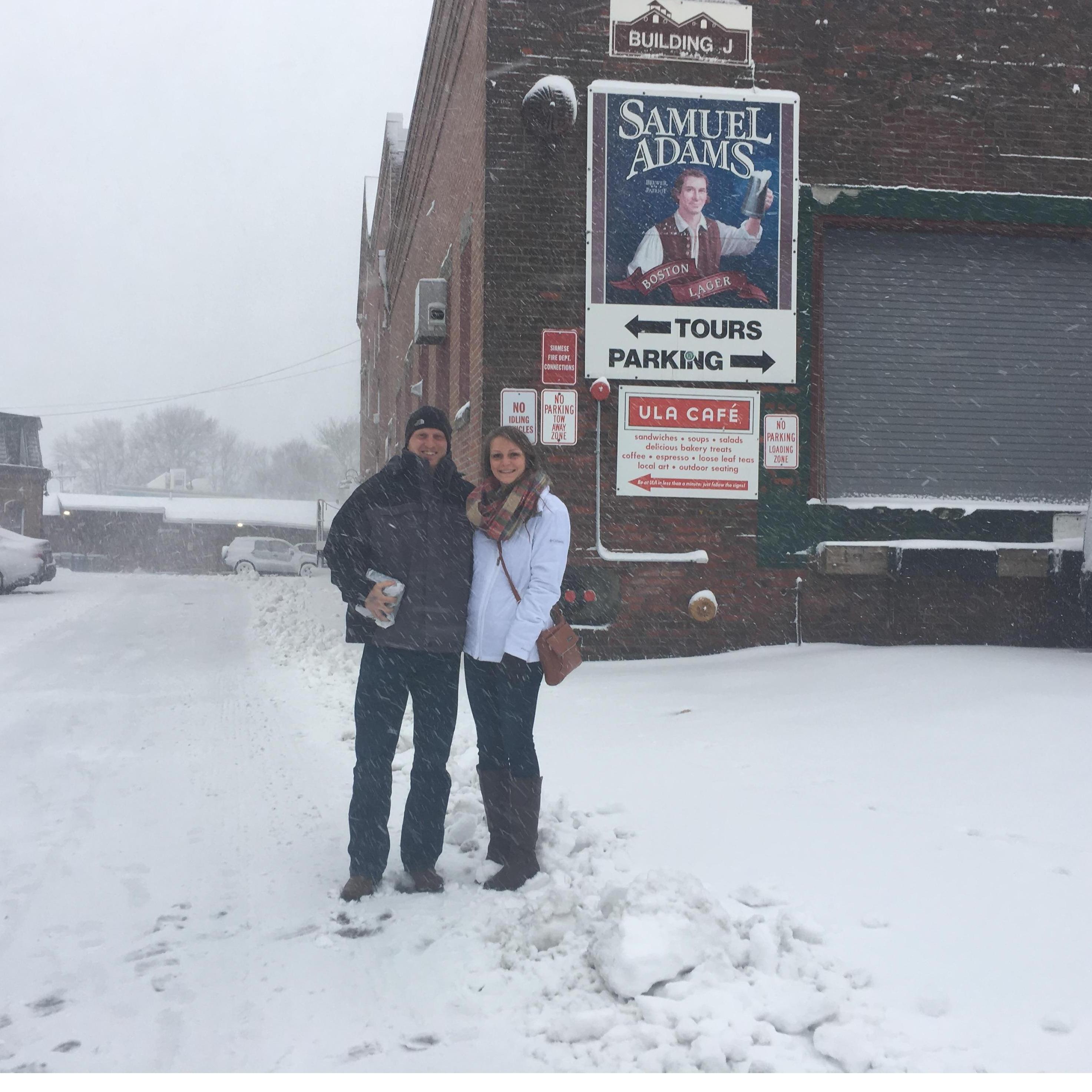 Touring the Samuel Adams brewery, during the blizzard in Boston in March 2017.