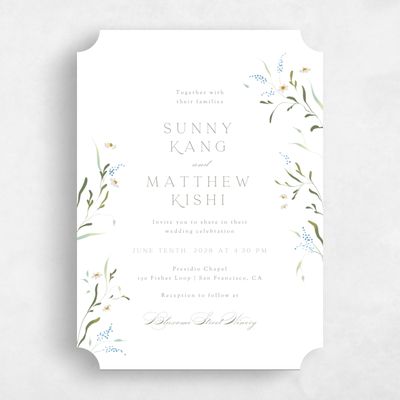 White Ticket Wedding Invitation - Pero Portrait