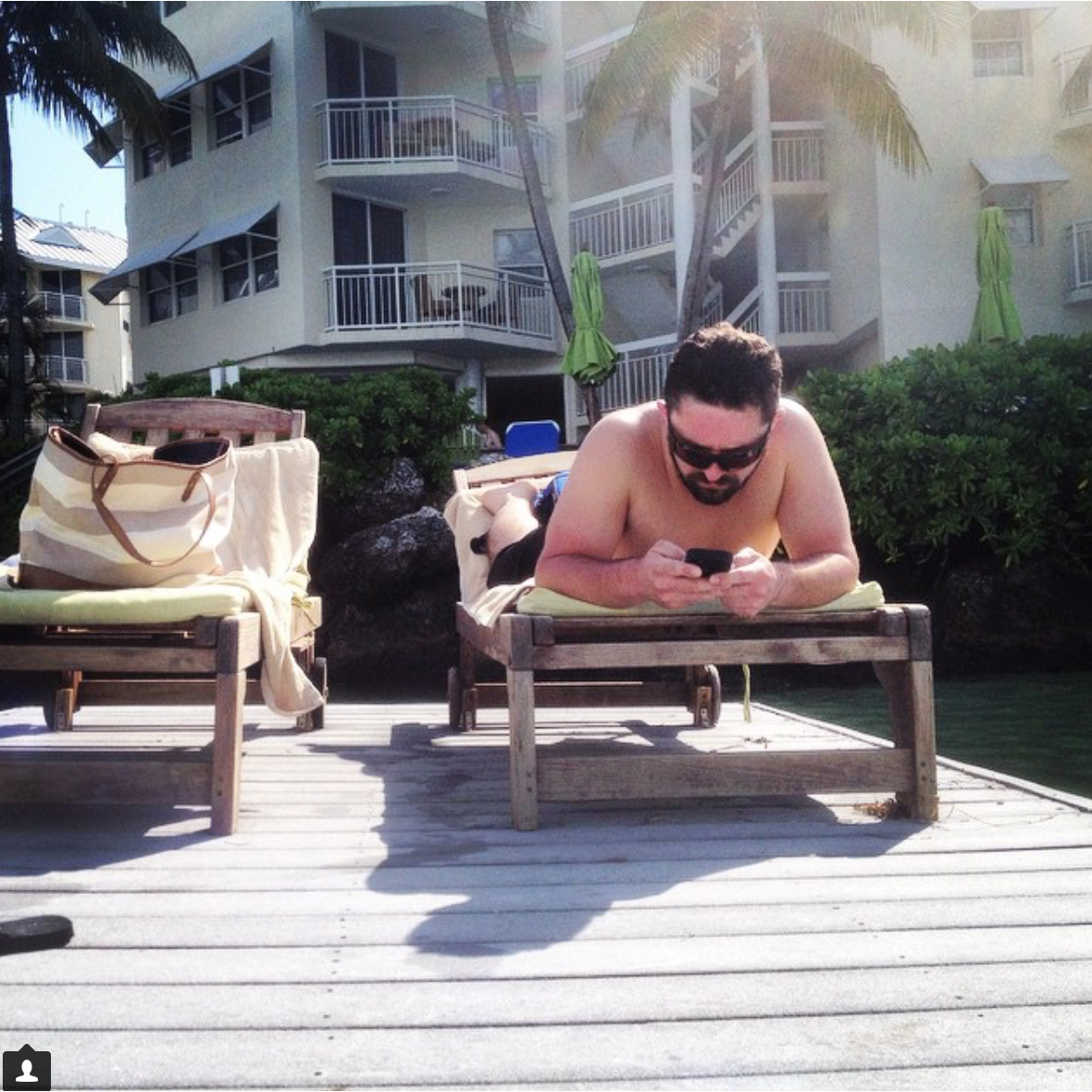 R&R and catching some rays on the swim-up dock at The Hyatt