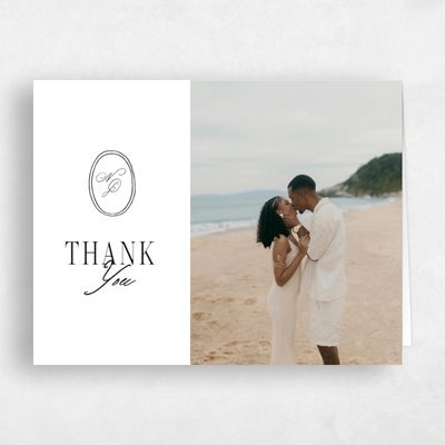 White Monogram Wedding Thank You - Reece Photo