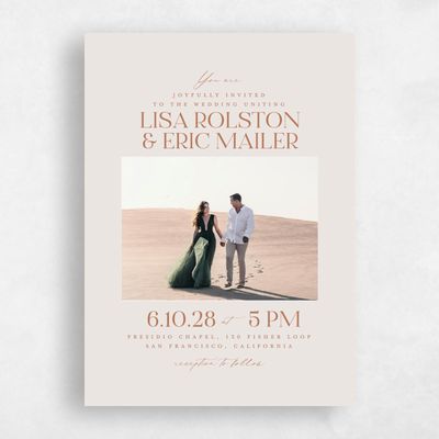 Beige Standard Wedding Invitation - Menton Portrait