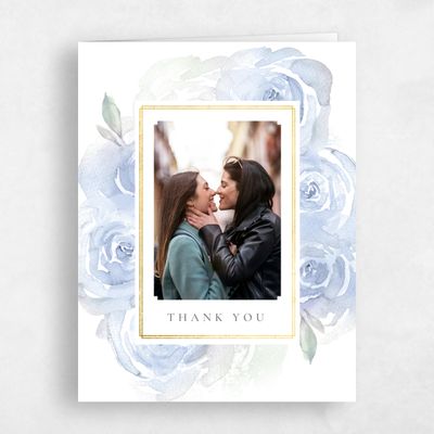 Winter Blue Wedding Thank You - Roana Portrait Foil