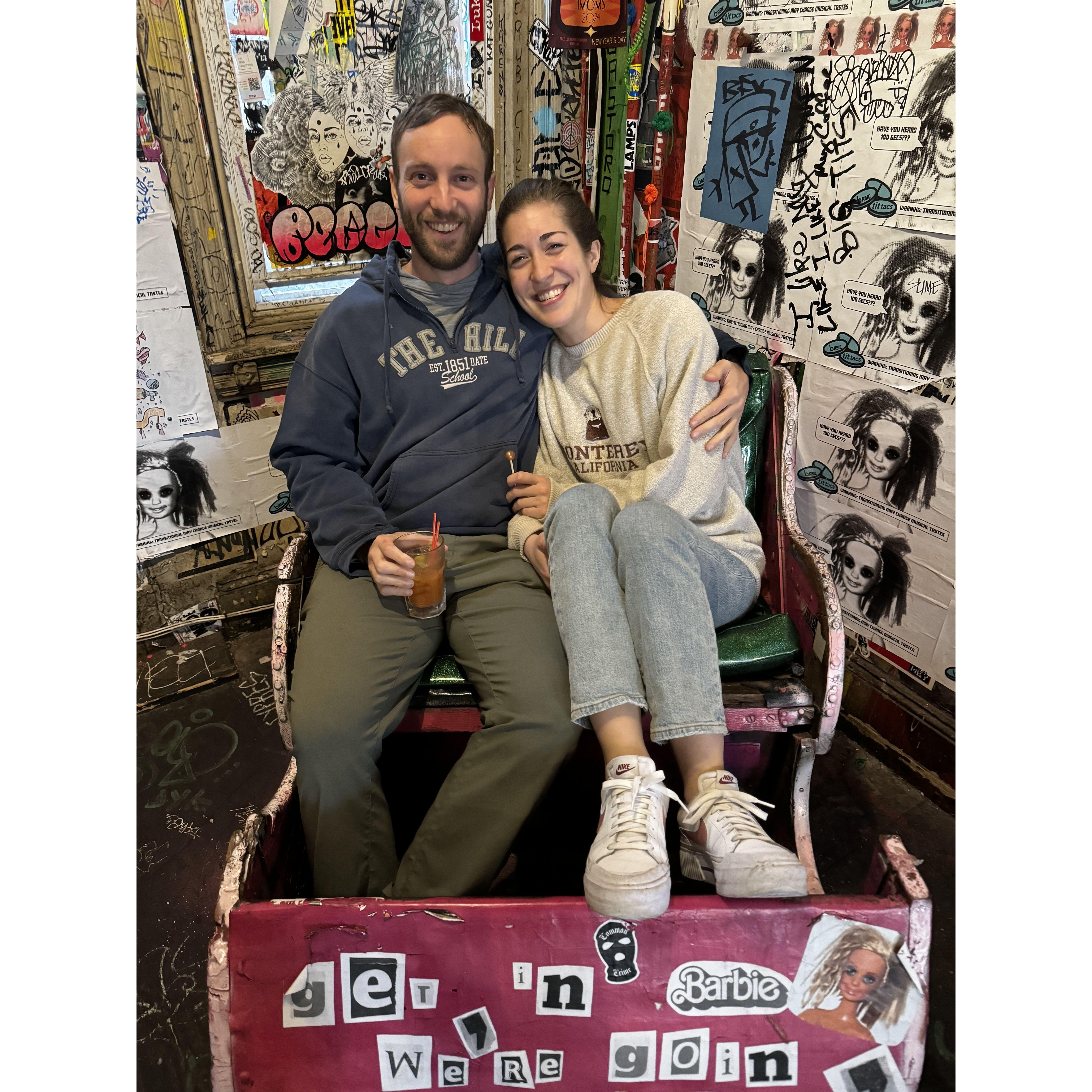 This is us at Tattooed Mom, 7 years after our first date here.