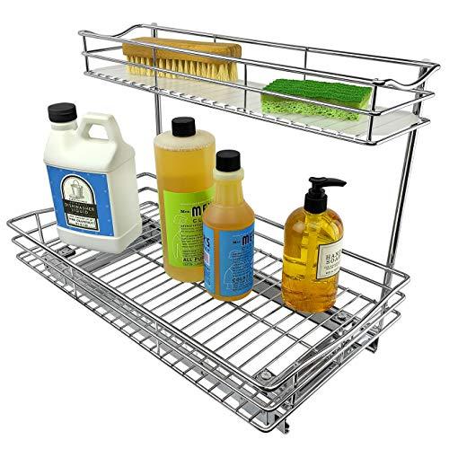 Lynk Professional Sink Cabinet Organizer Pull Out Two Tier Sliding Shelf, 11.5w x 18d x 14h -Inch, Chrome