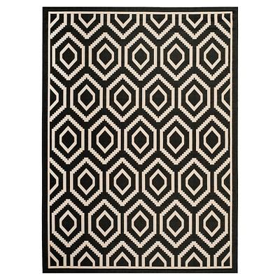 Biarritz Patio Rug - Black / Beige - 7'10" ROUND