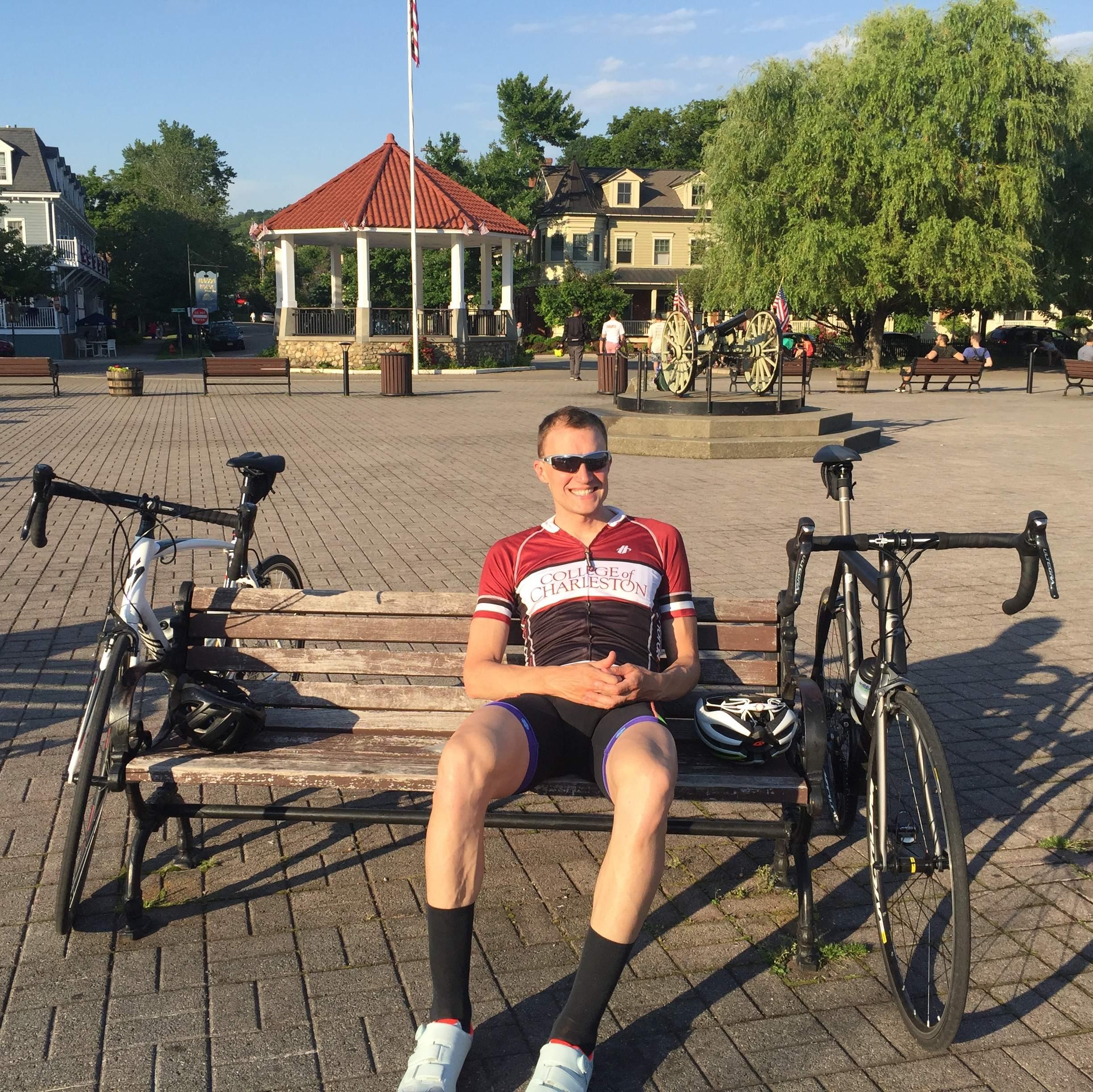 Dan is all smiles after our 86 mile bike ride from Bedstuy to Cold Spring, June 10, 2017