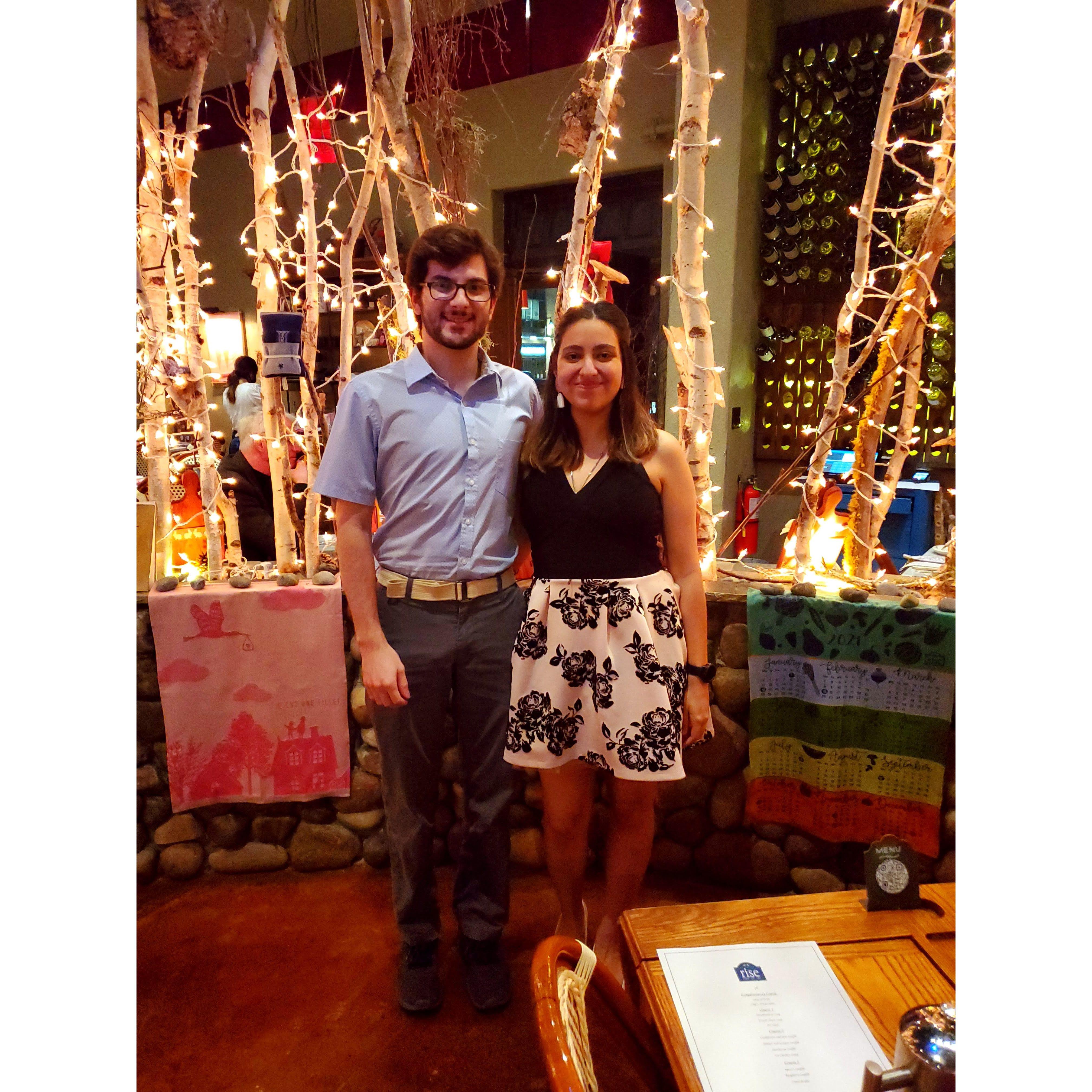 Our fifth year anniversary at our favorite French restaurant in Fort Worth