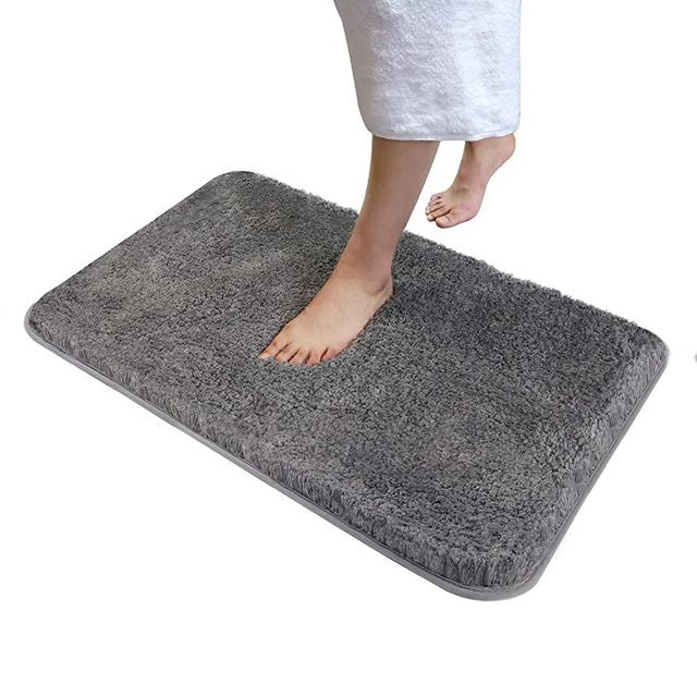Soft Plush Bathroom Rug Bath Mat 20" x 32",Non-Slip Microfiber Fluffy Shaggy Water Absorbent Bath Rug Carpet,Machine Washable Rectangular Runner Area Rug Mats for Floor/Kitchen,Lava Grey