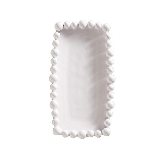 Mud Pie Raised Dot Long Platters (Large),White 8 1/2" x 16"
